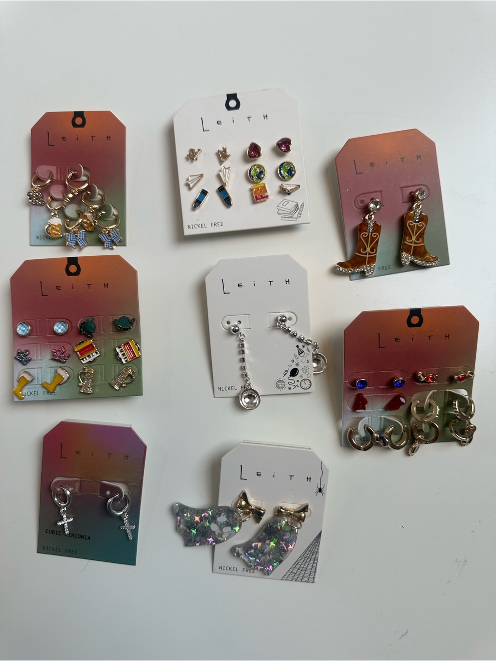 Leith Multicolor Fashion Earring Bundle with Iridescent Accent Pieces